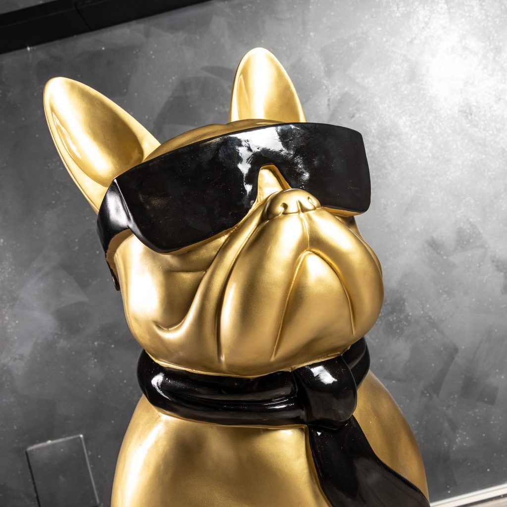 Leonardo Collection – Statuetta Bulldog Francese In Resina, Pietra/bianco, 12x3x10 Cm. Dipinta A Mano, Perfetta Come Regalo O Oggetto D'arredo.